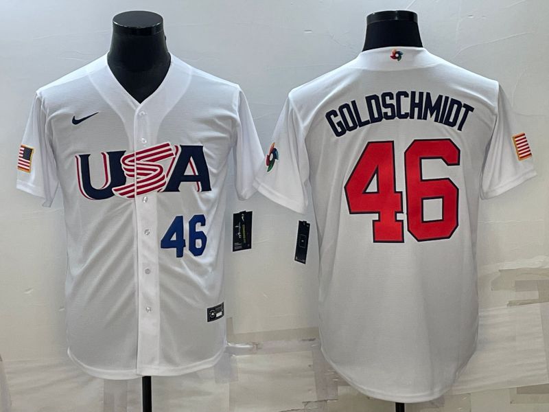 Men 2023 World Cub USA 46 Goldschmidt White Nike MLB Jersey1